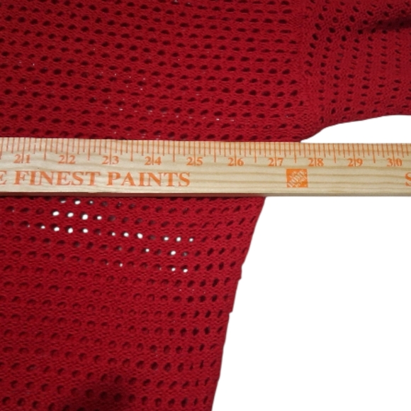 EUC lanebryant Sz. 18/20 Red Long Sleeve Cable Knit Open Weave Pullover Sweater - Picture 5 of 10